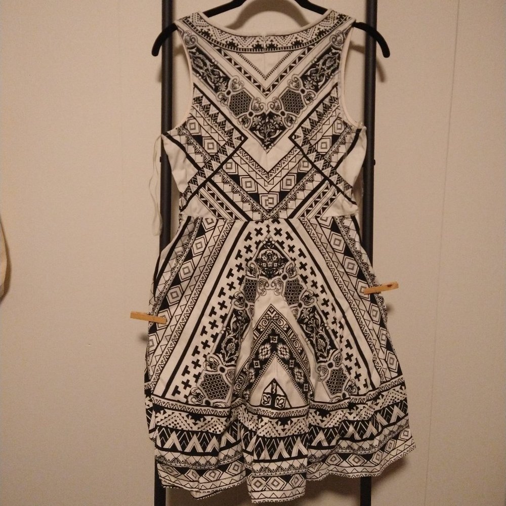 Aztec Eccentric Black and White Dress